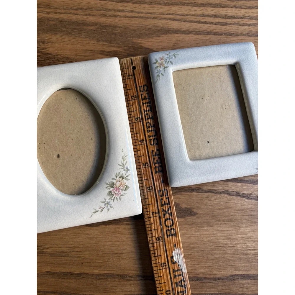 Vintage Picture Frames Floral Ceramic Frame Set of 2 Matching Frames 5x3
